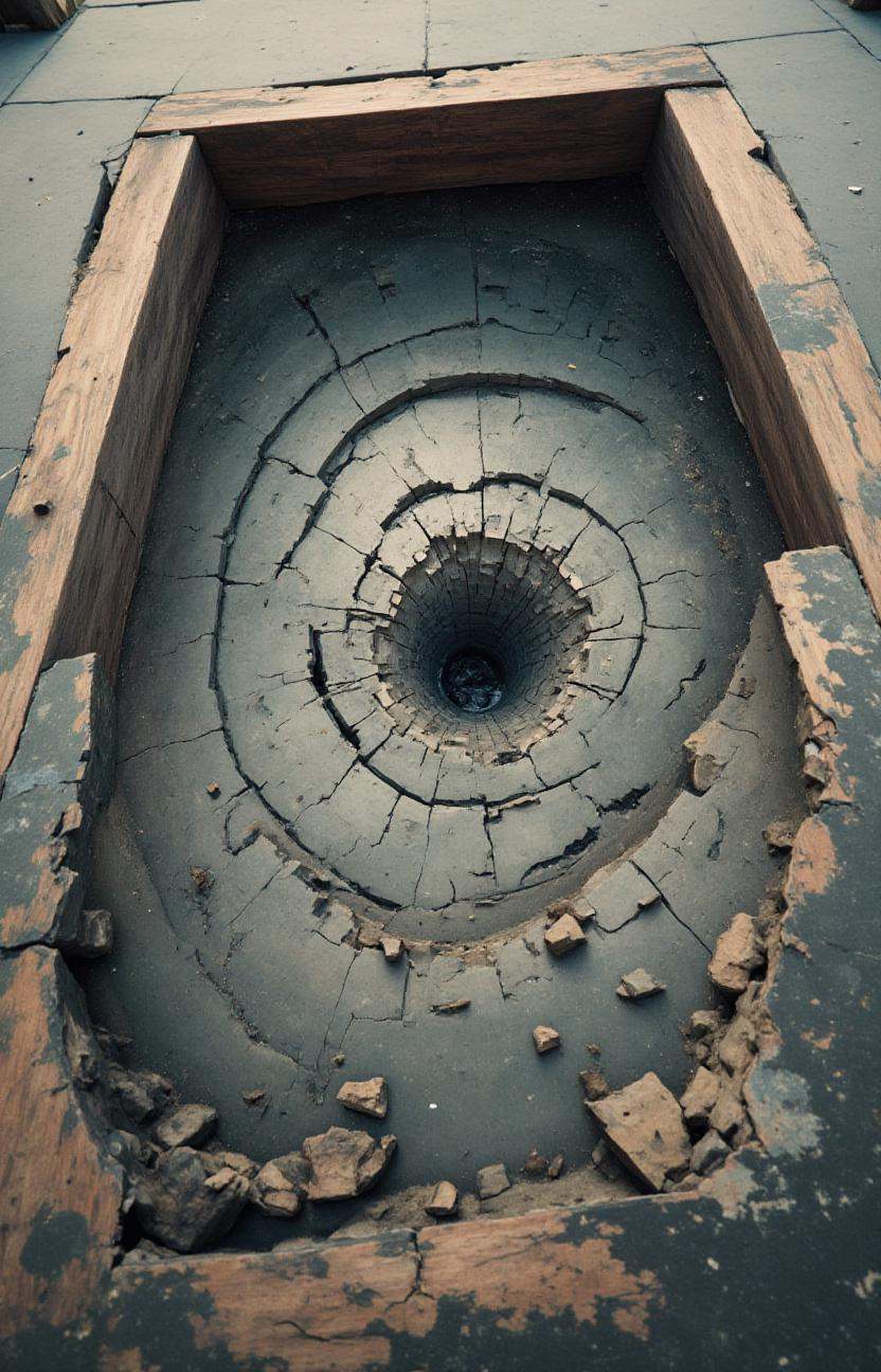 a strange and impossible to solve m�bius snake is confused by a broken mirror 454.78 degree upside down inside a skewed ho...