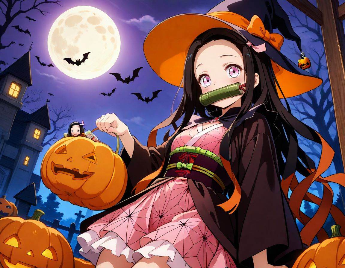 kamado nezuko,  halloween costume,  smile on Tensor.Art