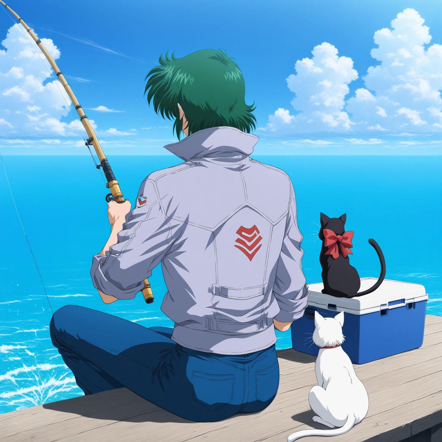 masaki andoh,  fishing rod,  cat on Tensor.Art