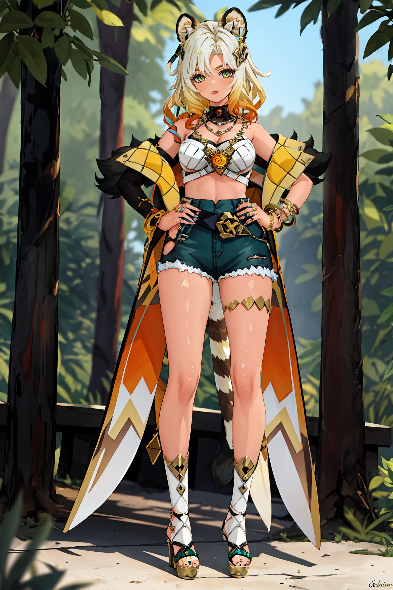 1girl,  xilonen \(genshin impact\),  high-waist shorts on Tensor.Art