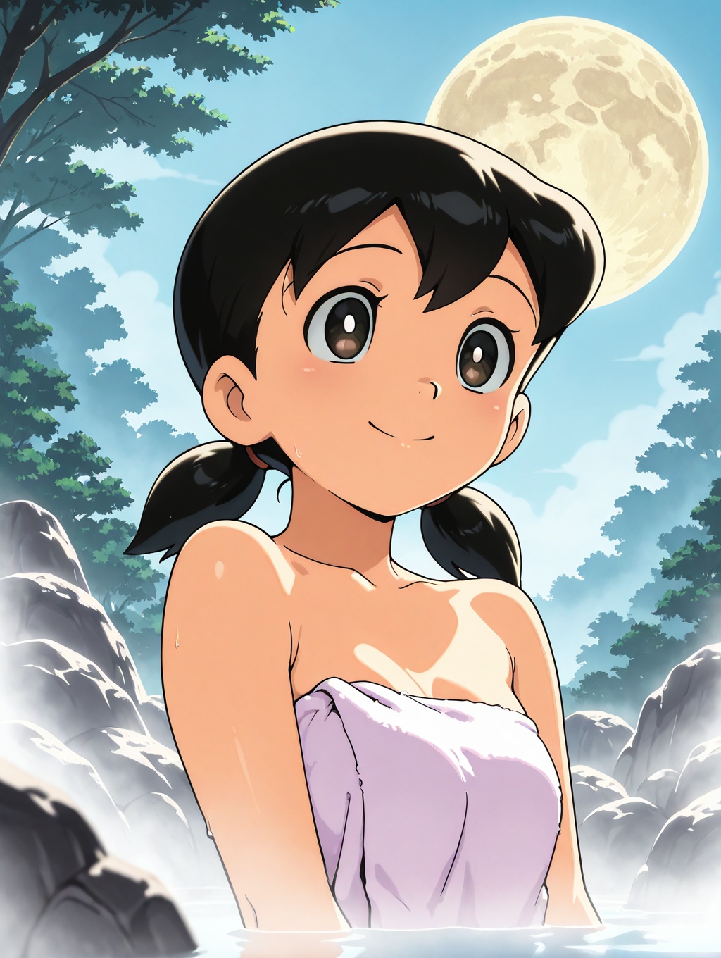 anime coloring,  minamoto shizuka,  low twintails on Tensor.Art