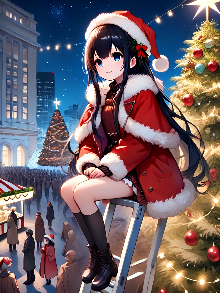 score_9,  source_anime,  christmas tree with festive lights on Tensor.Art