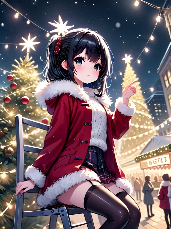 ((christmas tree with festive lights)),  ((cowboy shot)),  ((1girl)) on Tensor.Art