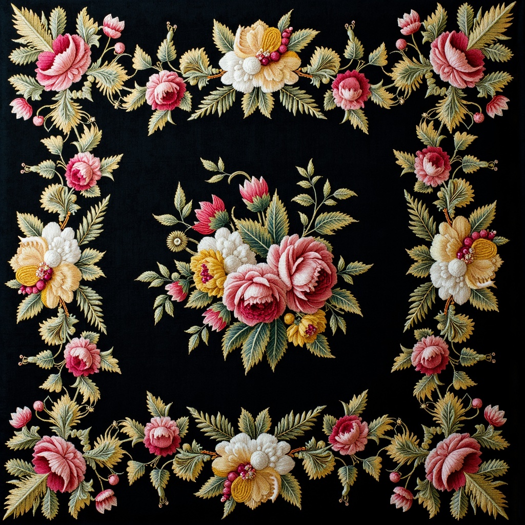 embroidery,there is a picture of a bird and flowers on a black background,floral embroidery,victorian textiles,embroidered brocade,fabric embroidery,luxury journal cover,baroque cloth,highly detailed pattern,panel of black,8k fabric texture details,flowers. baroque elements,baroque wallpaper,intricate dark background,flower motif,ornate background,fine foliage lace,black rococo,ornate decorative background,inside stylized border,1 8 th century spring ornaments,decorative border,beaded embroidery,baroque frame border,background **** of big curtains,detailed lacework,directoire style,very detailed black feathers,filigree border,jewel embellishment,extremely intricate high detail,chinoiserie pattern,richly detailed colored,ornamental edges,