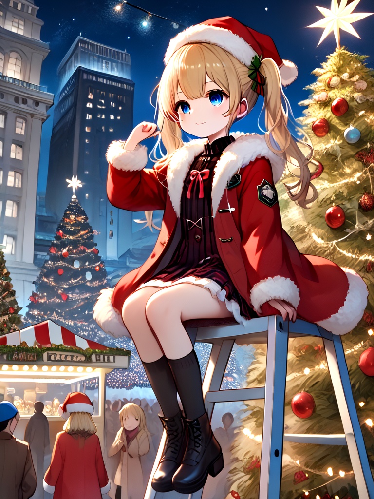 score_9,  source_anime,  christmas tree with festive lights on Tensor.Art