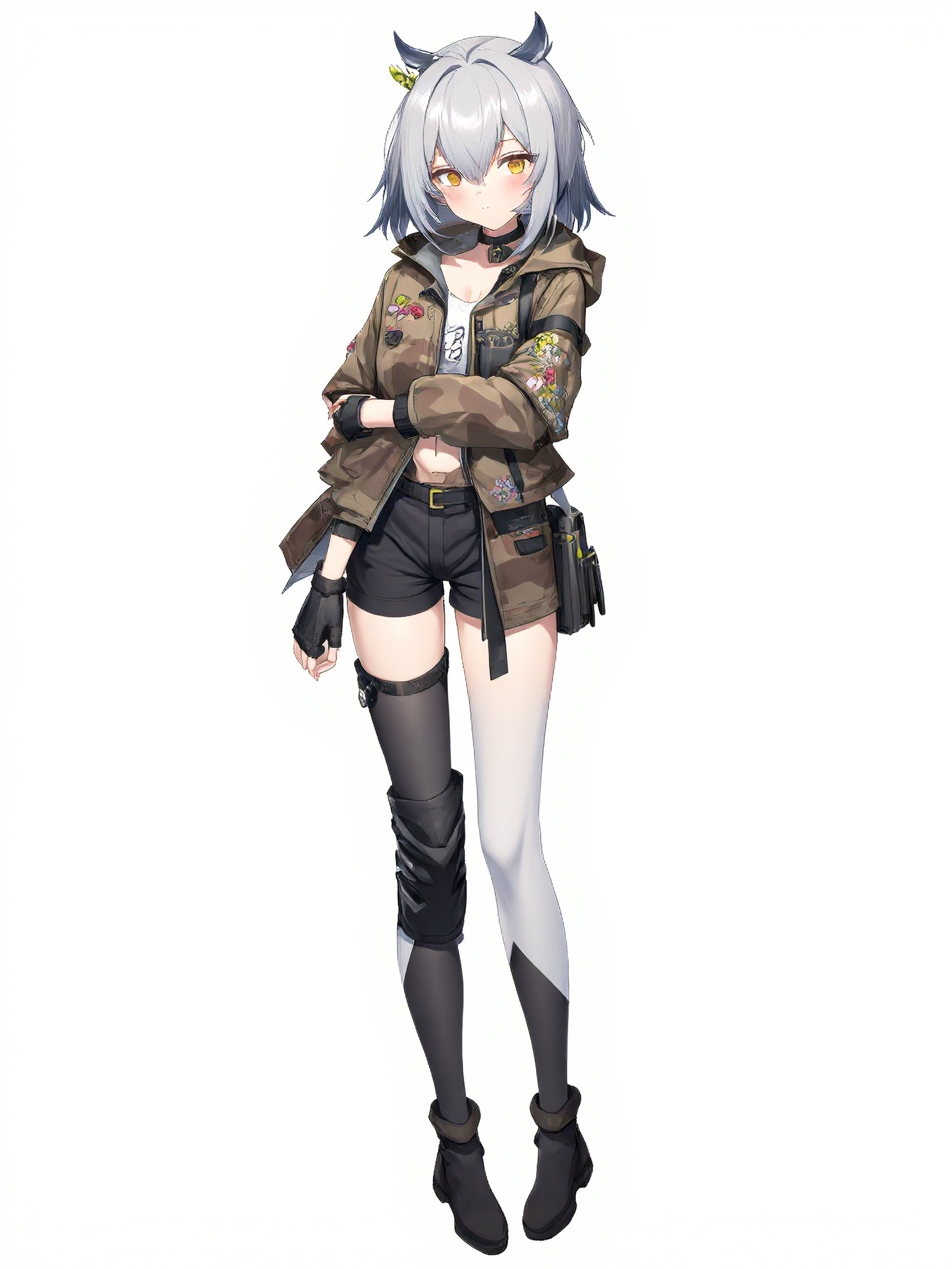 JSLH,  JSLH,  a digital illustration of a young animated girl with silver hair on Tensor.Art