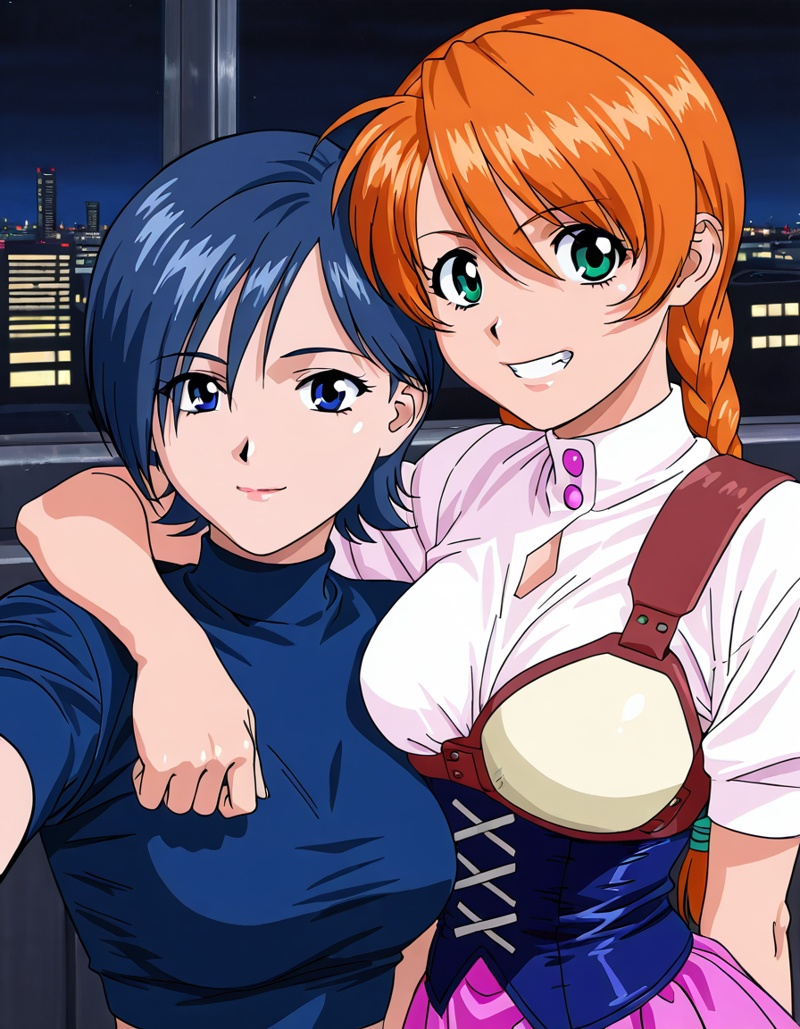 2girls,  side-by-side,  arm around shoulder on Tensor.Art
