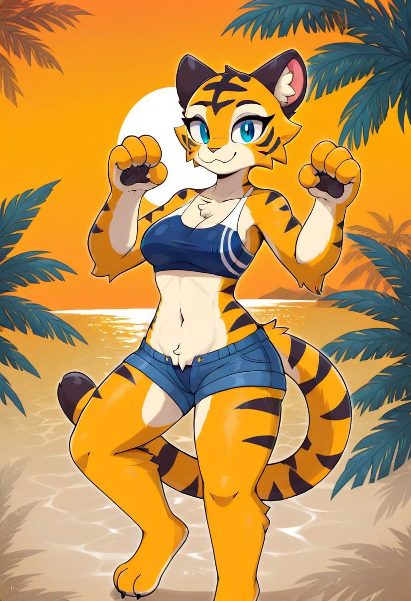 aura (drawligator),  orange fur,  denim bottomwear on Tensor.Art