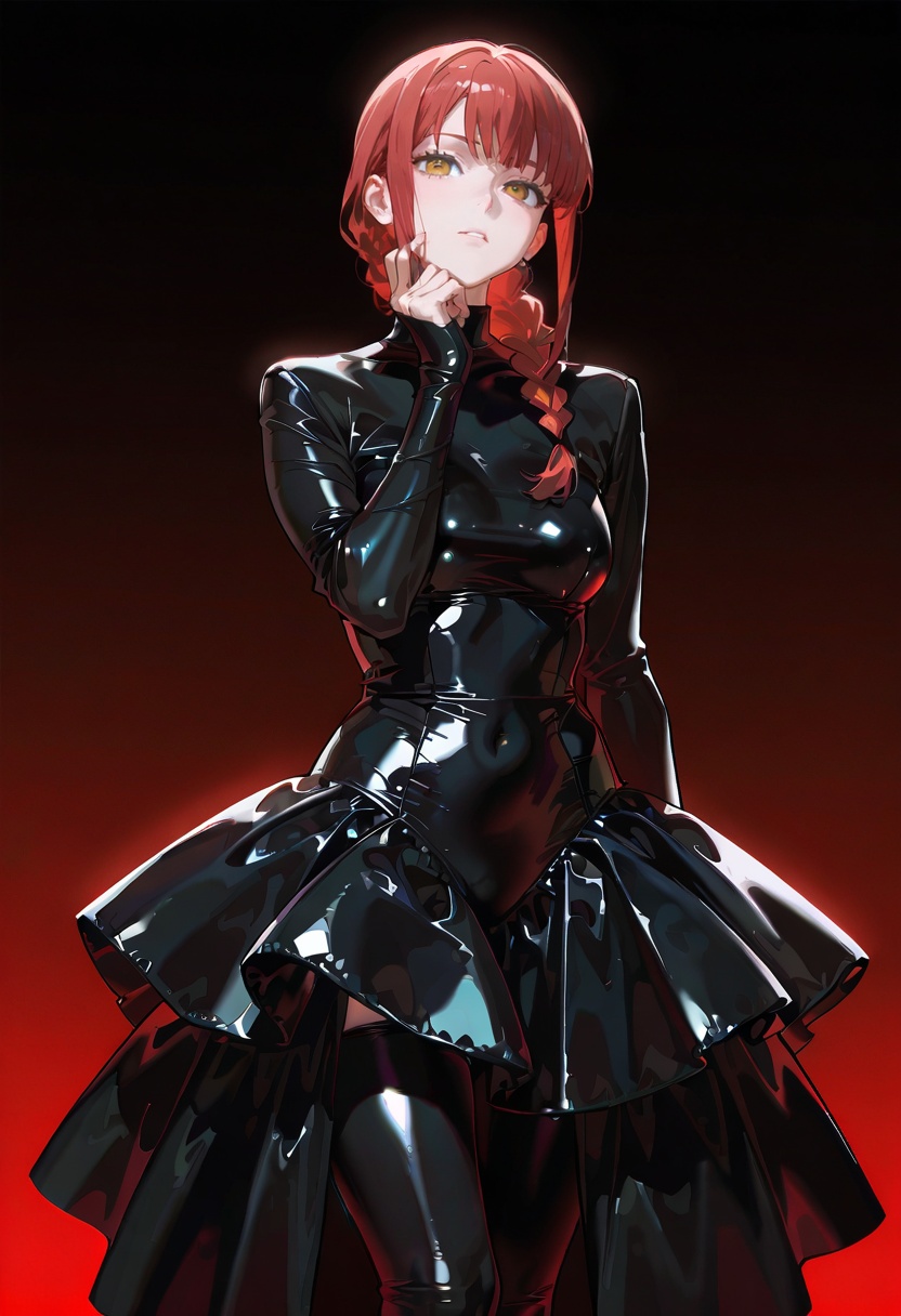 1girl,  solo,  black latex dress on Tensor.Art