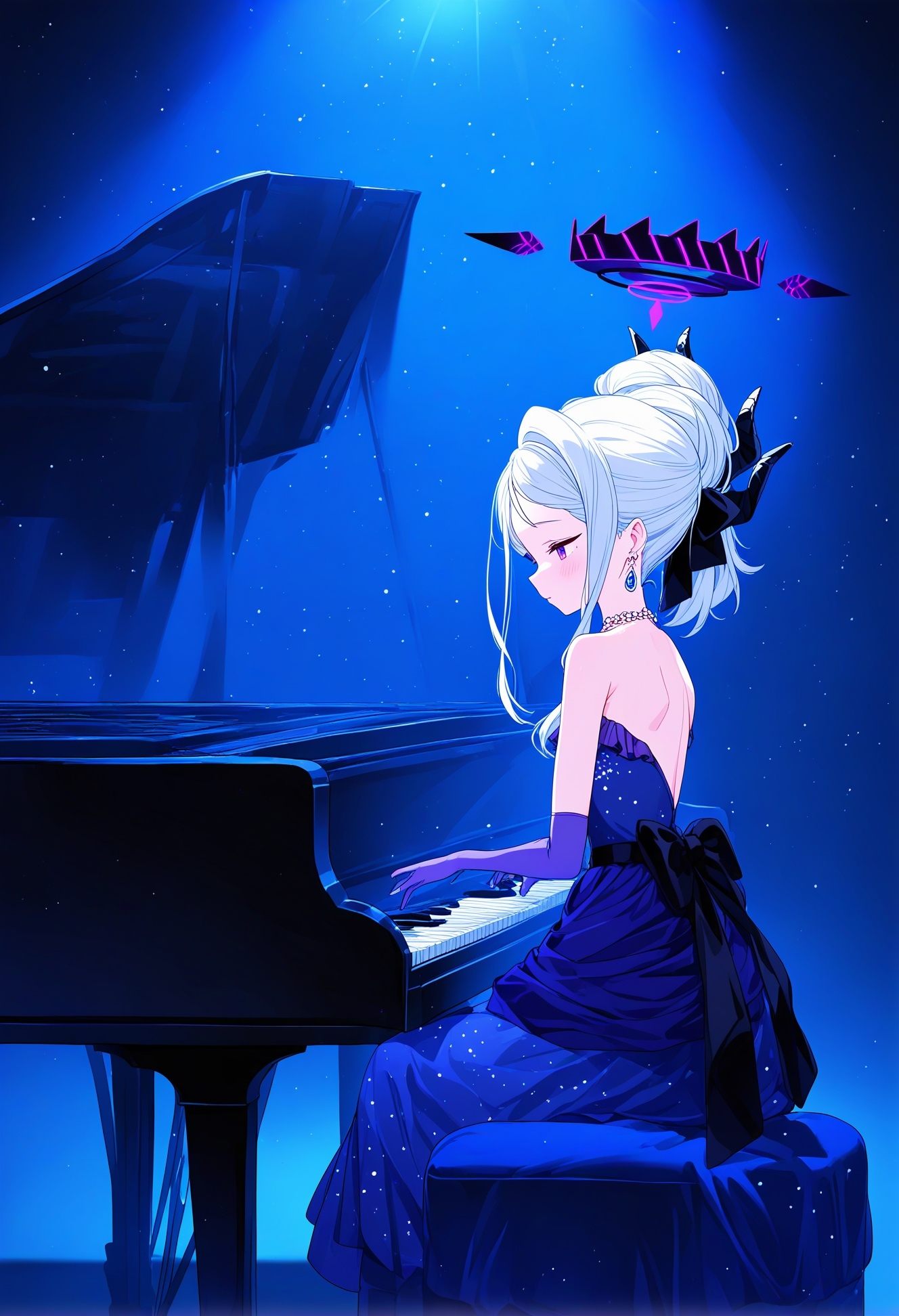 1girl,  hina \(dress\) \(blue archive\),  grand piano on Tensor.Art