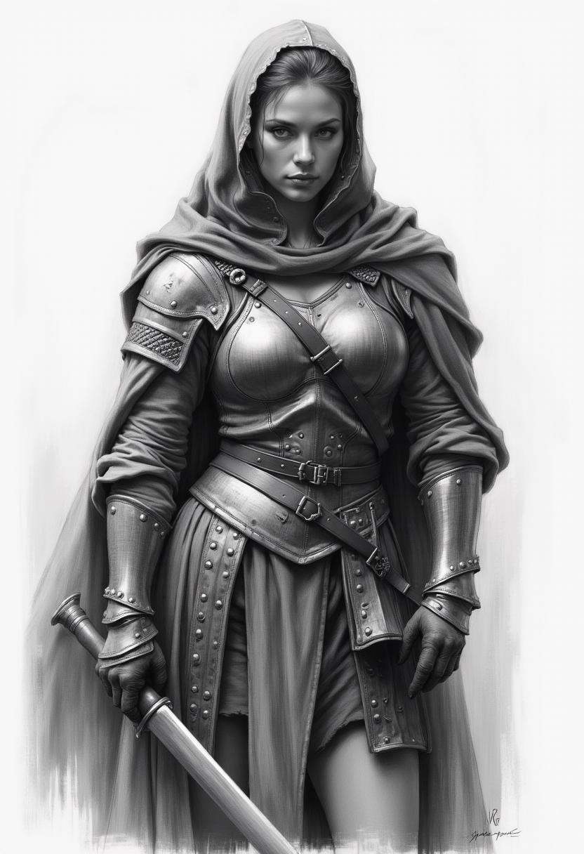 32yo medieval fighter woman,  war outfit,  wide hips on Tensor.Art