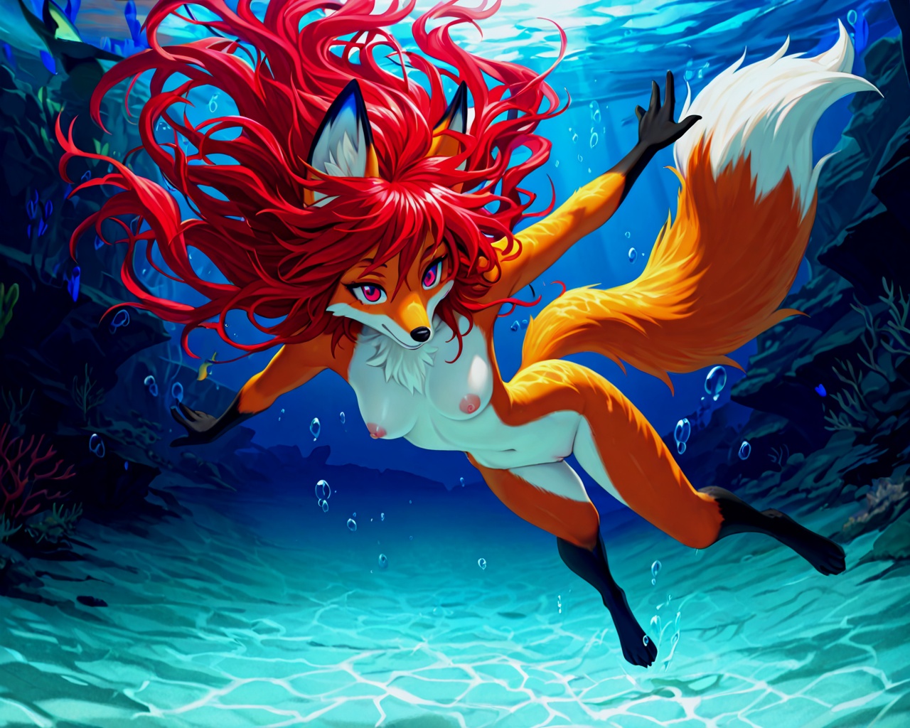 Furry female,  fox,  narrow waist on Tensor.Art