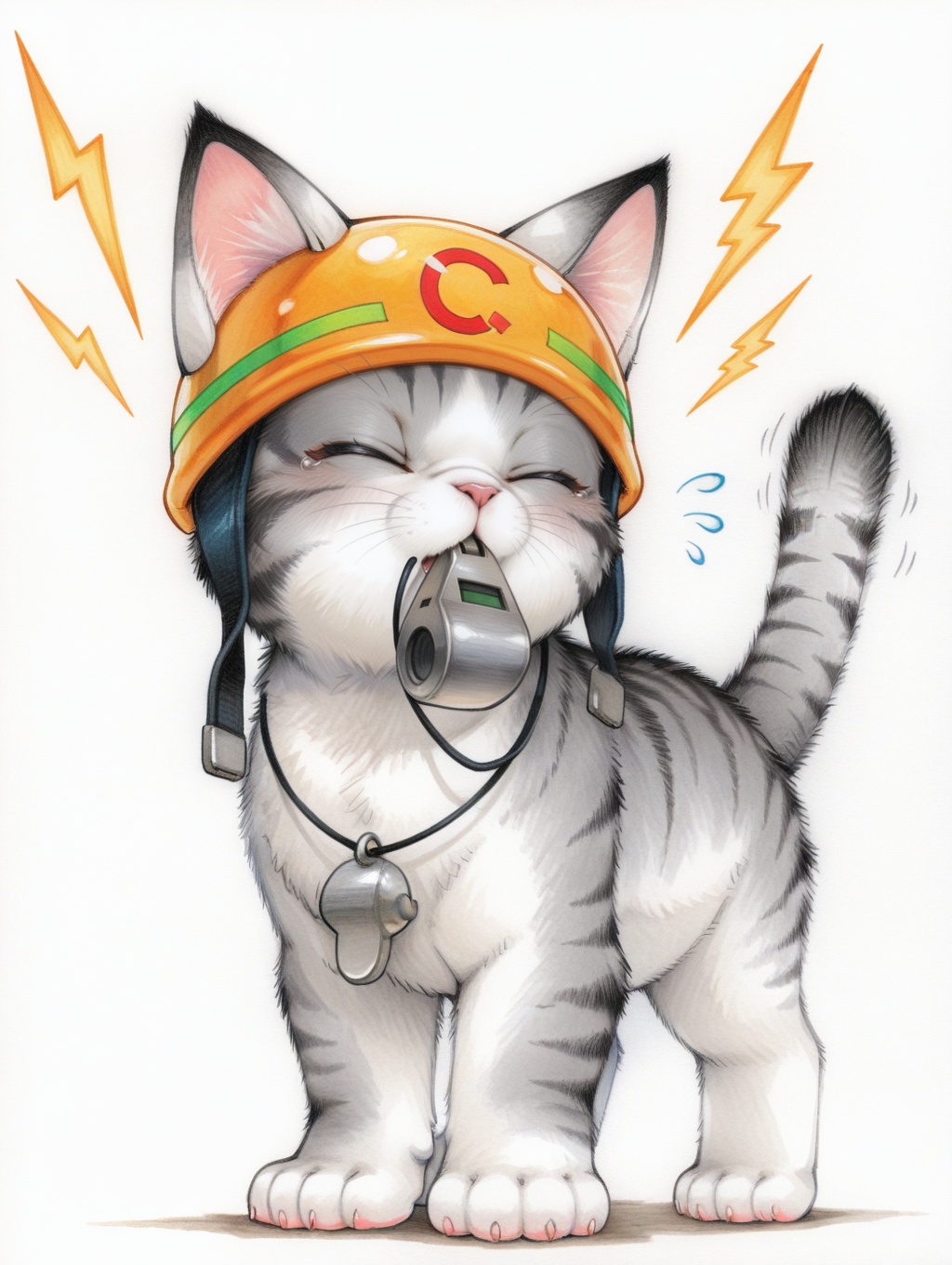 rescue cat,  blowing whistle,  animal focus on Tensor.Art