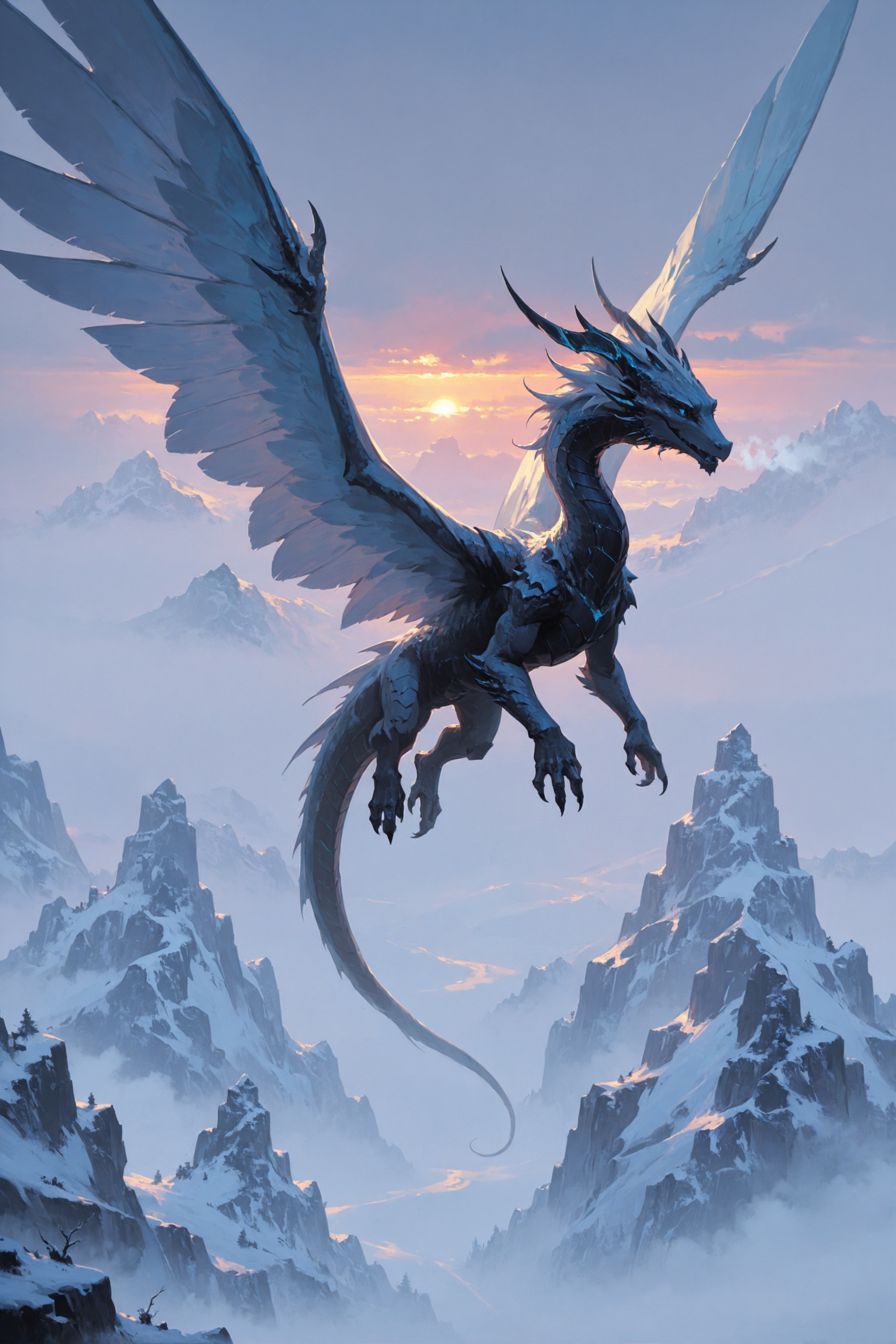 chromatic dragon,  wings,  mountains on Tensor.Art