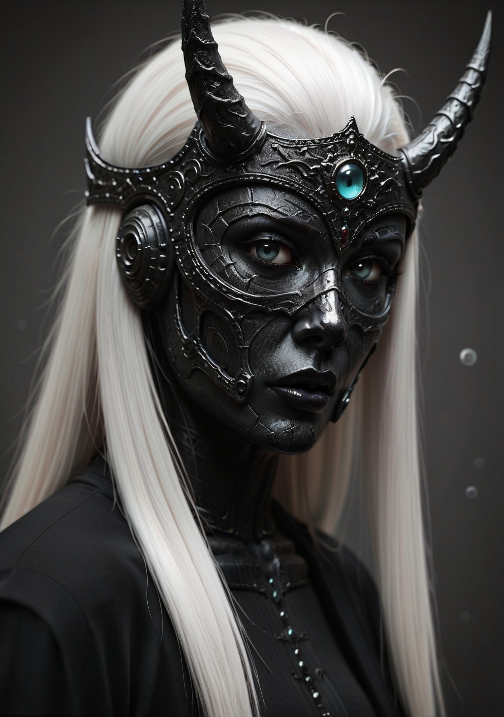 close-up,  mystical woman,  black ice-blue mask on Tensor.Art