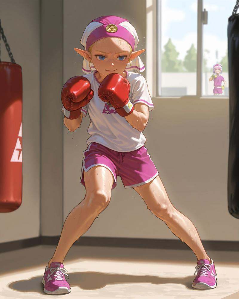 1girl,  young at the gym,  boxing gloves on Tensor.Art