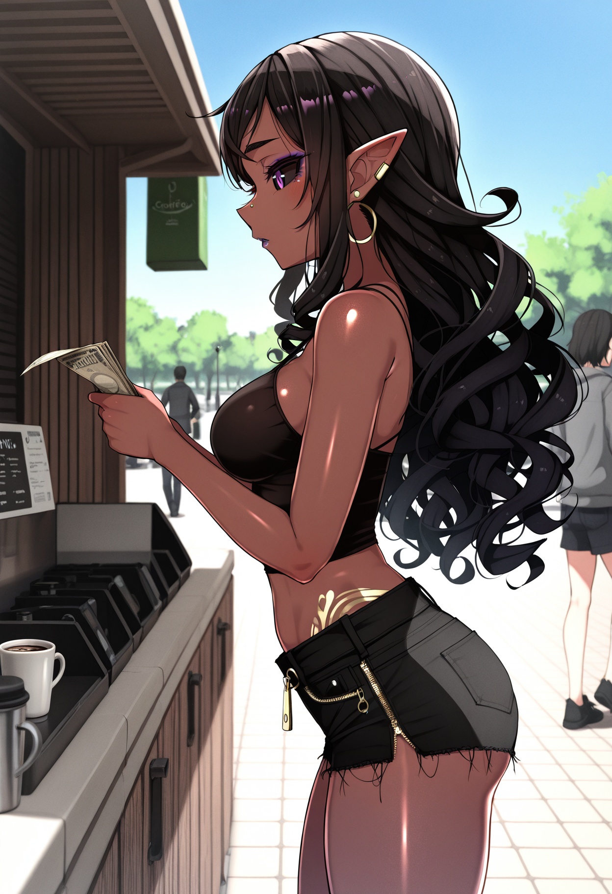 1girl,  pointed ears,  curly hair on Tensor.Art