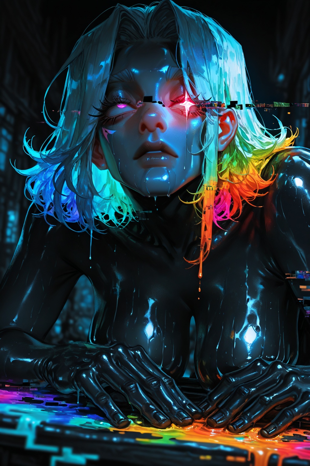 shiny skin,  shiny,  dynamic angle on Tensor.Art