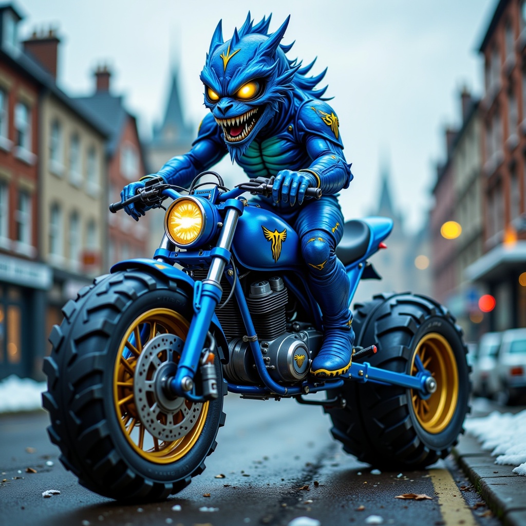 blueton monster Riding bike on Tensor.Art