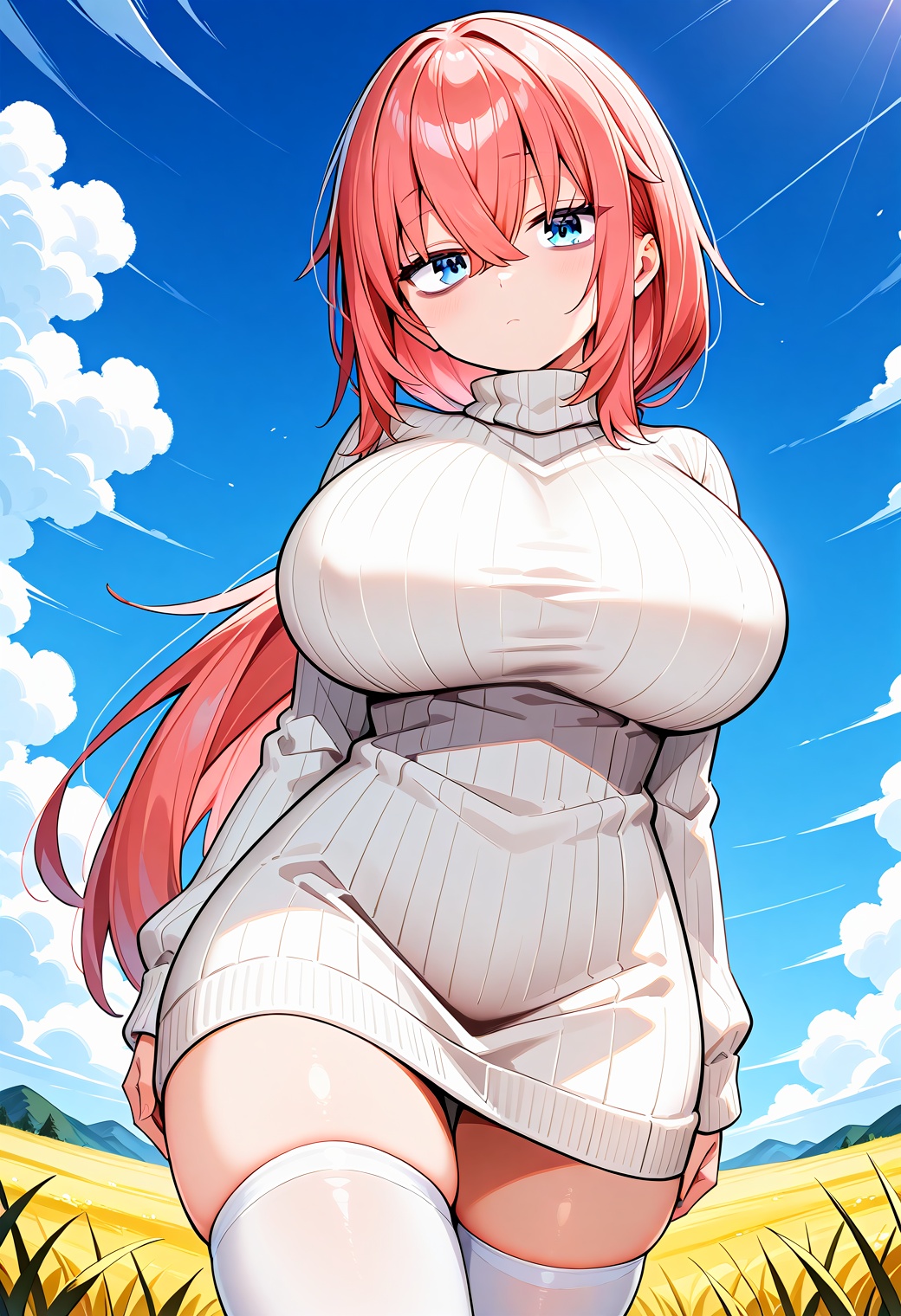 michinoku_komaro,  blue eyes,  pink hair on Tensor.Art
