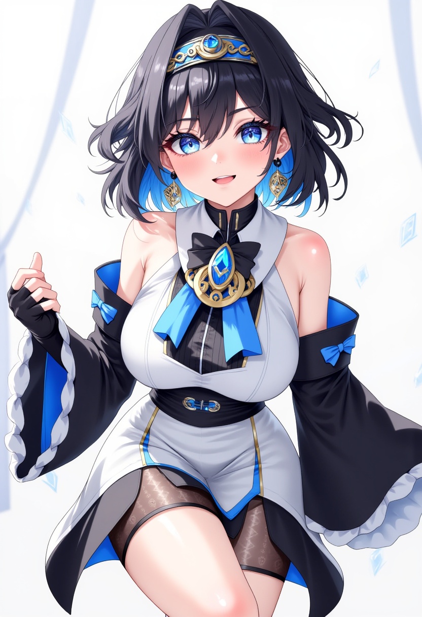 ouro_kronii_flux,  1girl,  black gloves on Tensor.Art