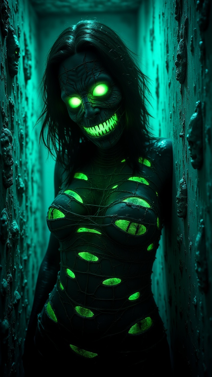 In a post-apocalyptic scenario: people have mummified themselves,  but their bandages are made of glowing neon tubes that...