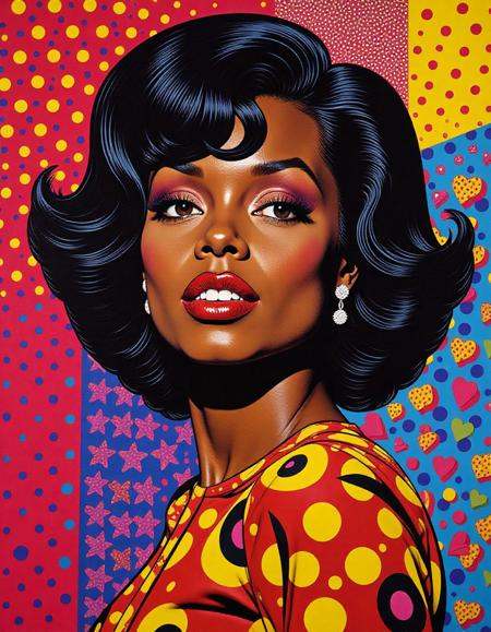 p0p_r0y,  a pop-art painting of Diana Ross on Tensor.Art