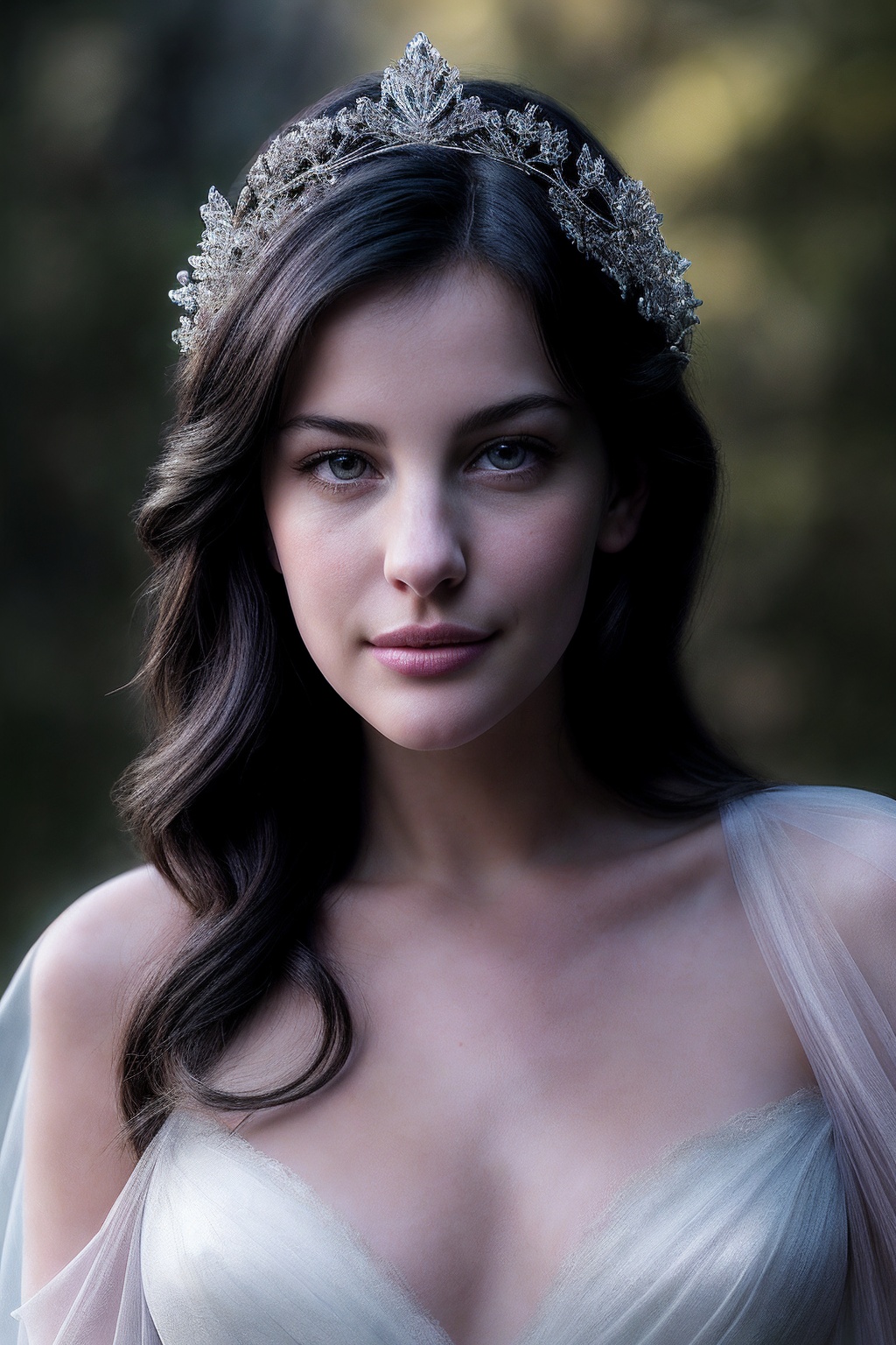 LivT_SoloTI_v1,  (In a shimmering lavender gown with flowing sleeves that catch the light,  her long on Tensor.Art