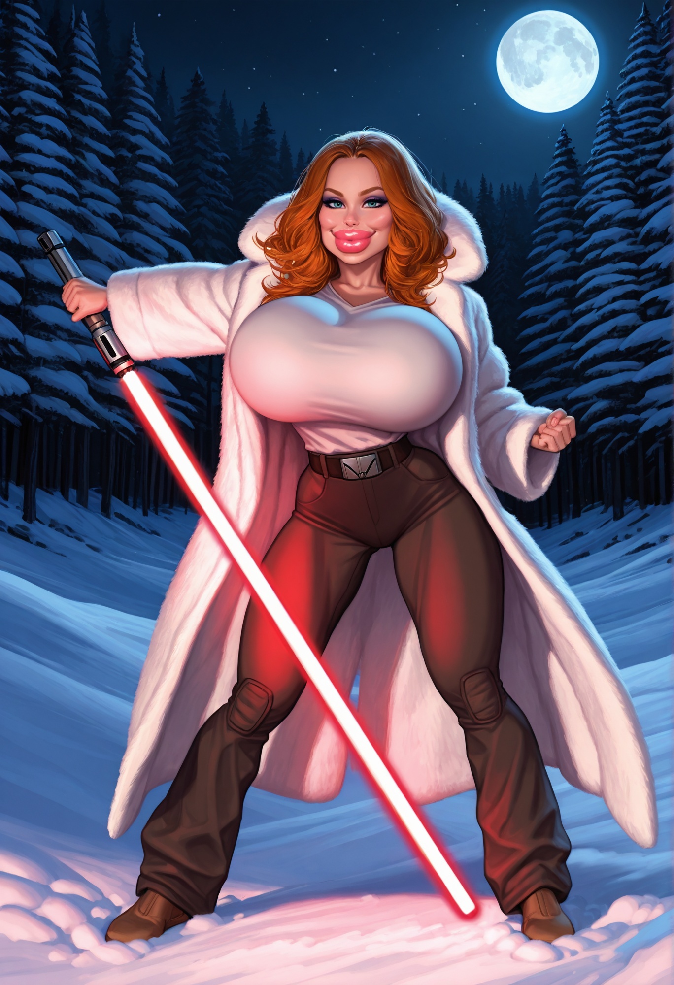 1girl,  standing,  she is holding a lightsaber on Tensor.Art