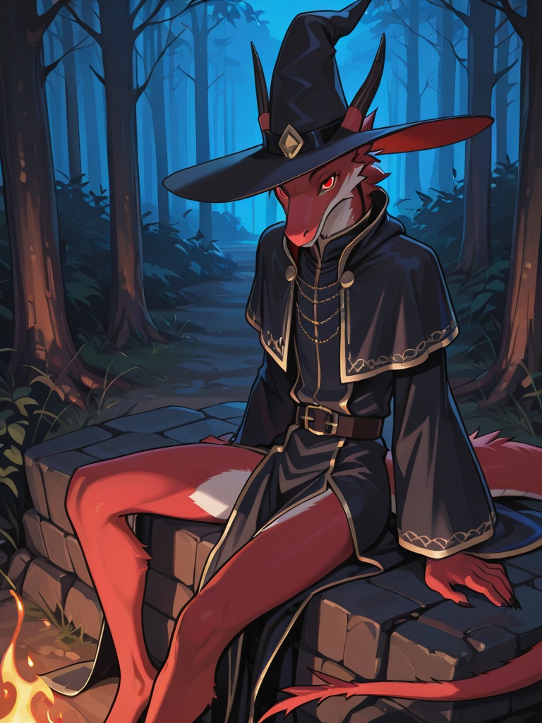 Solo,  anthro red dragon,  wizards on Tensor.Art