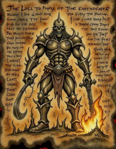 frbddnbk,  A scorched manuscript reveals the Fury of the Earthbreaker on Tensor.Art
