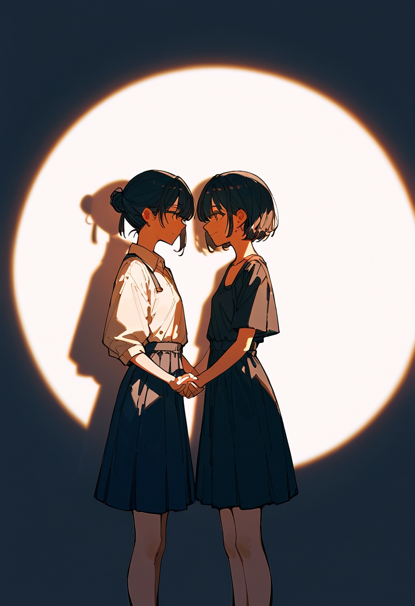 spotlight,  shadow,  2girls on Tensor.Art