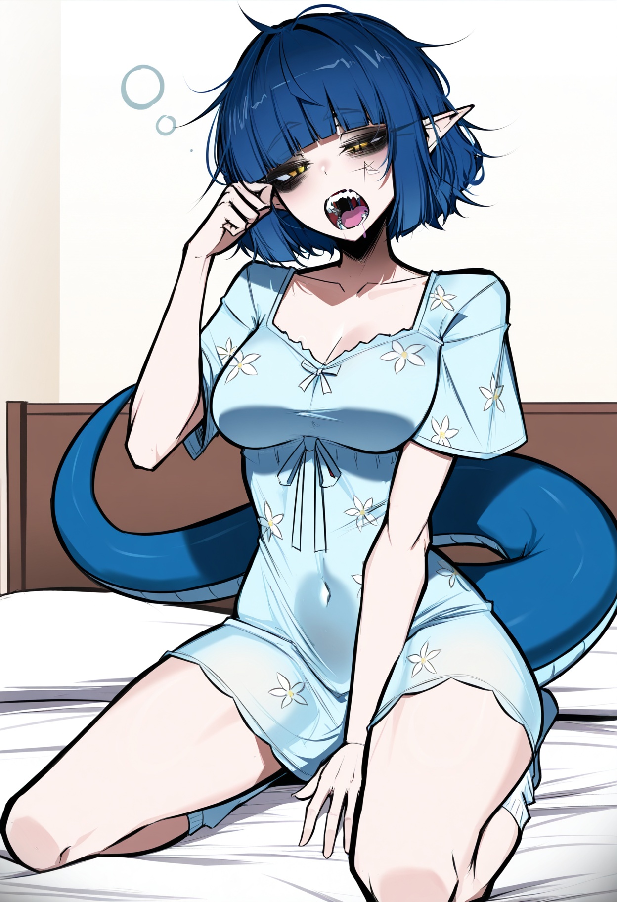 1girl,  pointed ears,  yellow eyes on Tensor.Art