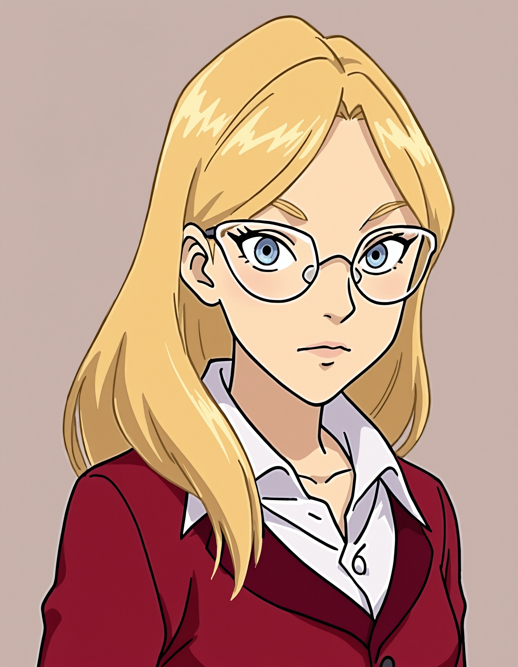 elizabethh,  glasses,  red cardigan on Tensor.Art