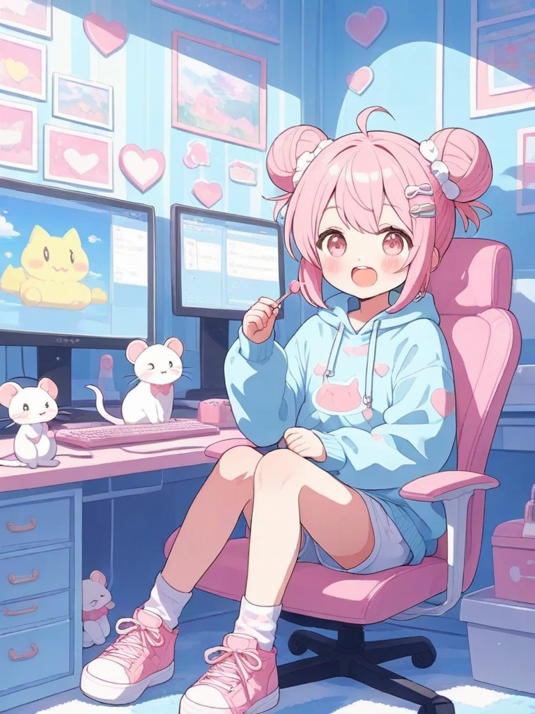 vbang anm1,  cute anime girl,  pink hair on Tensor.Art
