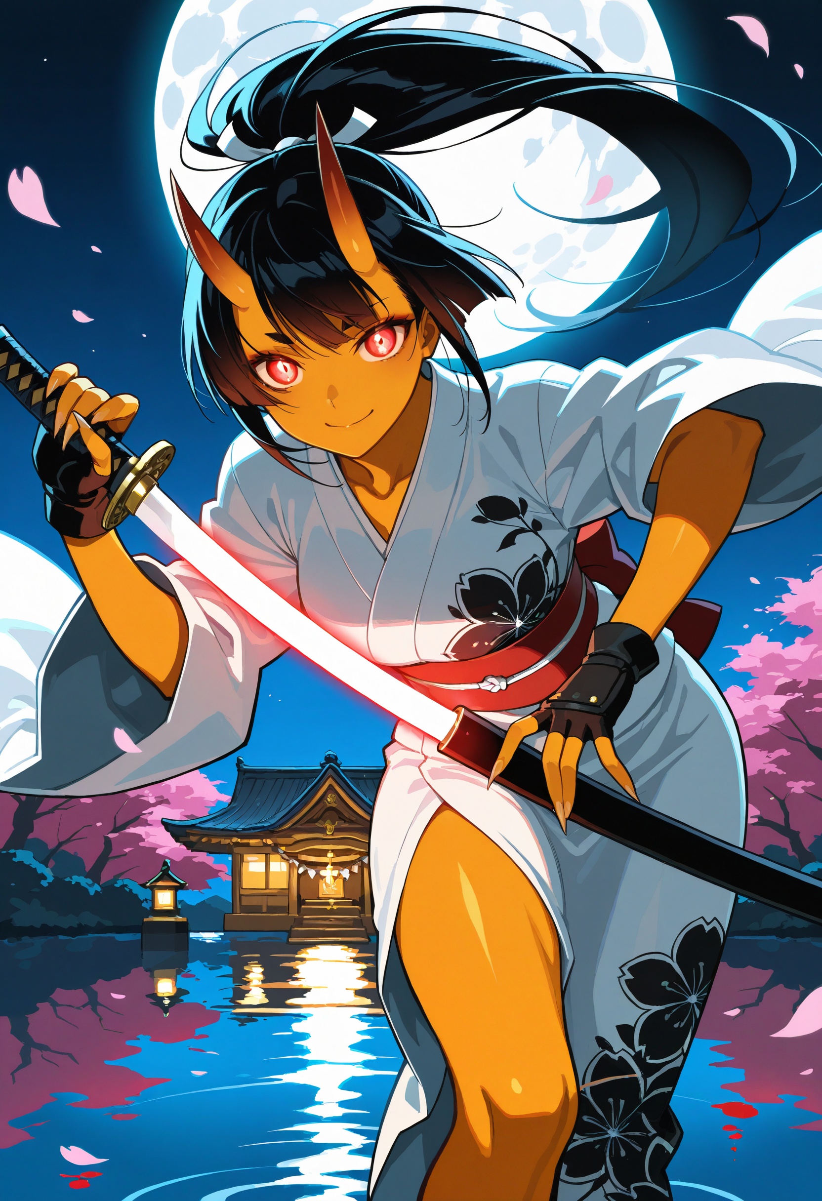 1girl,  weapon,  horns on Tensor.Art