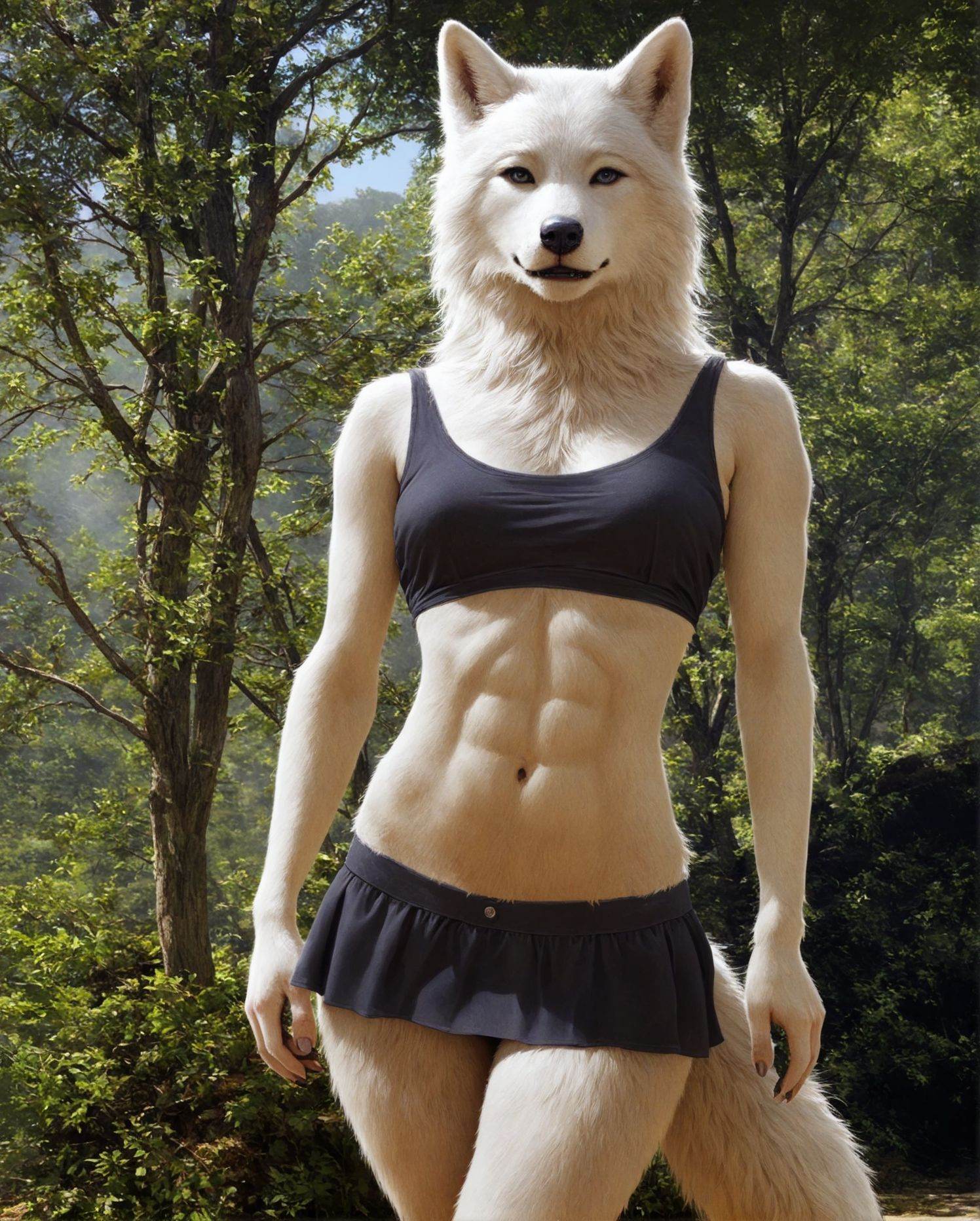 anthro,  white wolf,  female on Tensor.Art