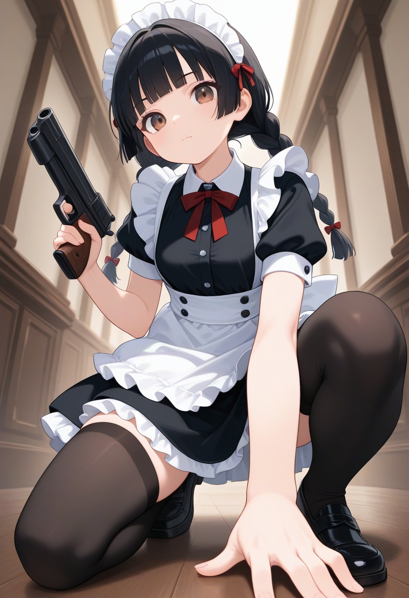 1girl,  solo,  black thighhighs on Tensor.Art