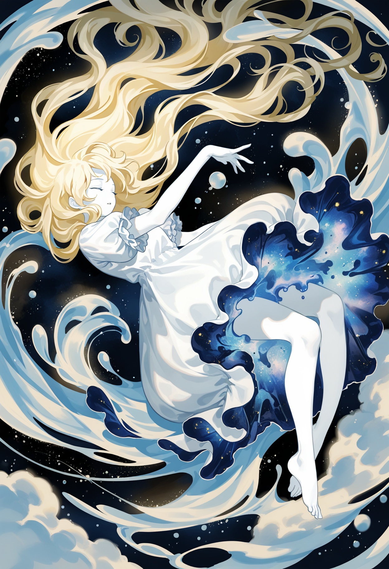 1girl,  watercolor style,  fluid colors on Tensor.Art