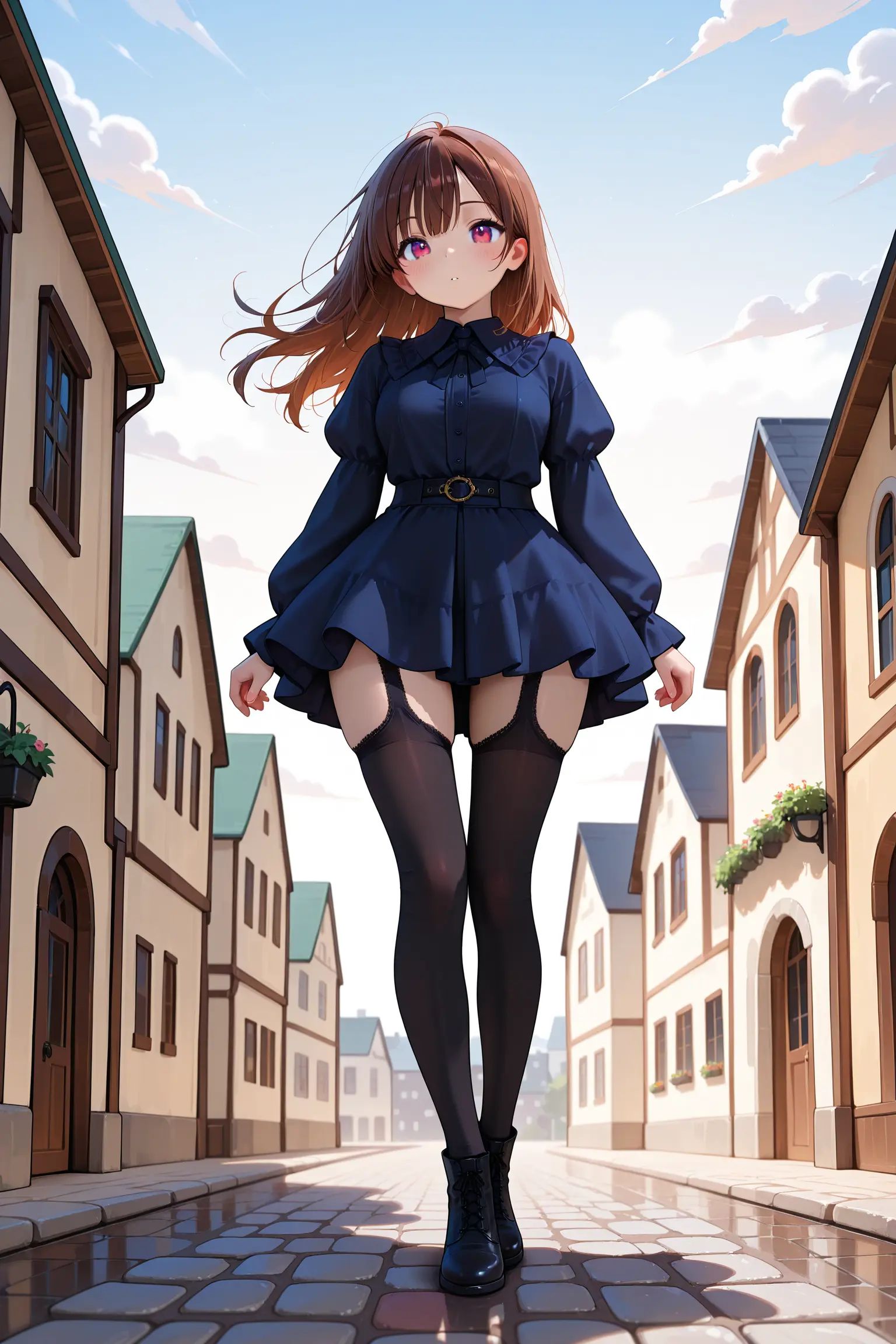 1girl,  suspender_thighhighs ,  lace-trimmed thighhighs on Tensor.Art