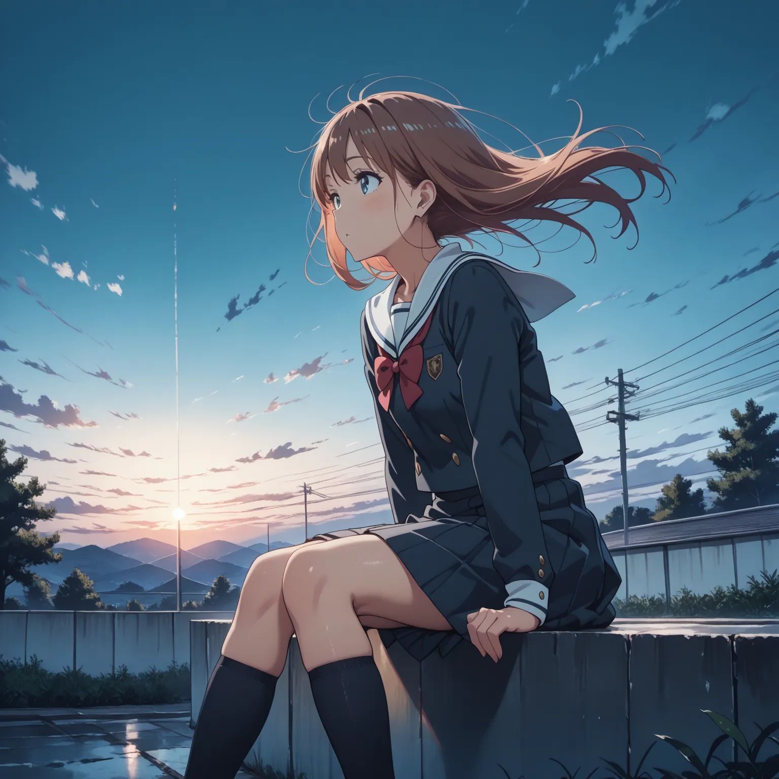 1girl,  school uniform,  floating hair on Tensor.Art