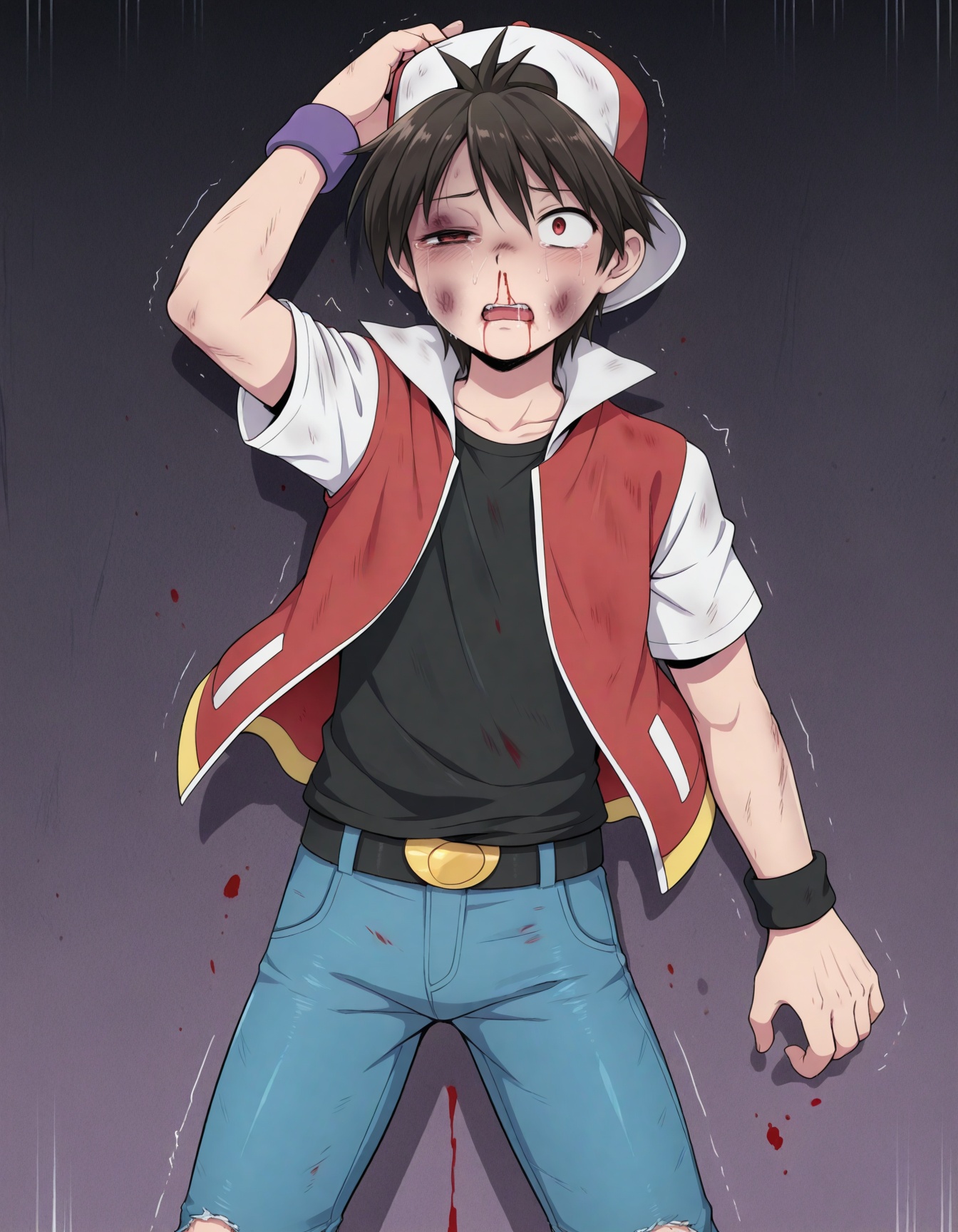 red \(pokemon\),  ,  black hair on Tensor.Art