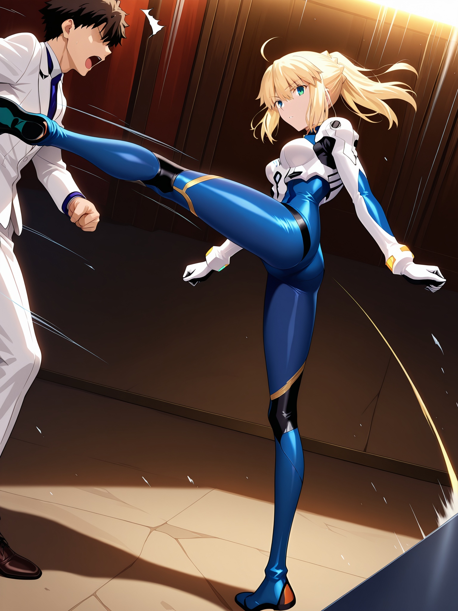 1girl,  1 boy,  fighting against boy on Tensor.Art