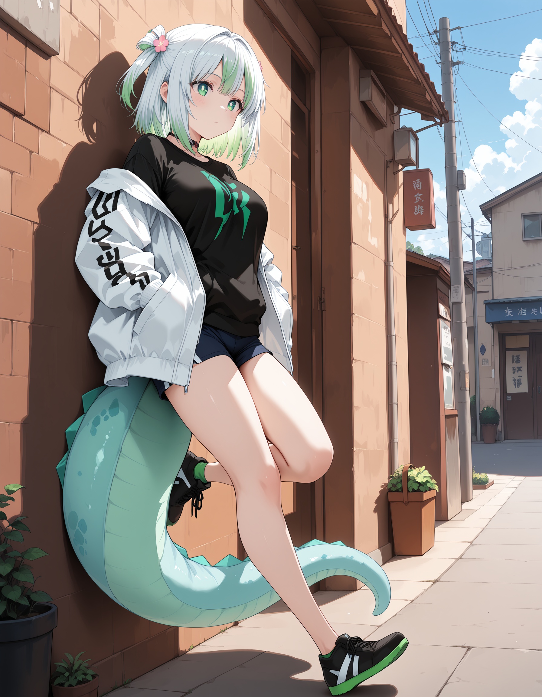 leg up,  against wall,  Midori on Tensor.Art