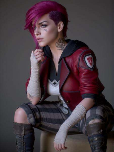 vi,  a woman,  red jacket on Tensor.Art