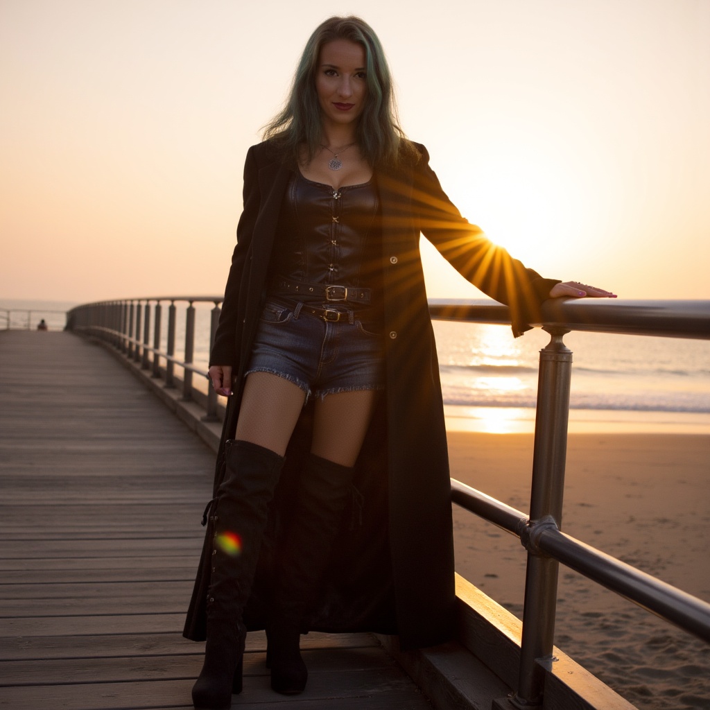 ladya cinematic,  golden hour lighting ,  dark gothic young woman on Tensor.Art
