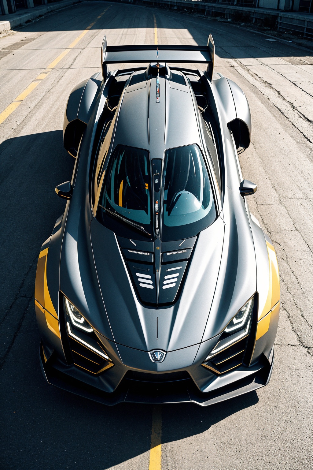 no humans, reflection, science fiction, glowing, shadow, vehicle focus, robot, solo, car, motor vehicle, grey background, reflective floor, racecar, mecha, spoiler \(automobile\)