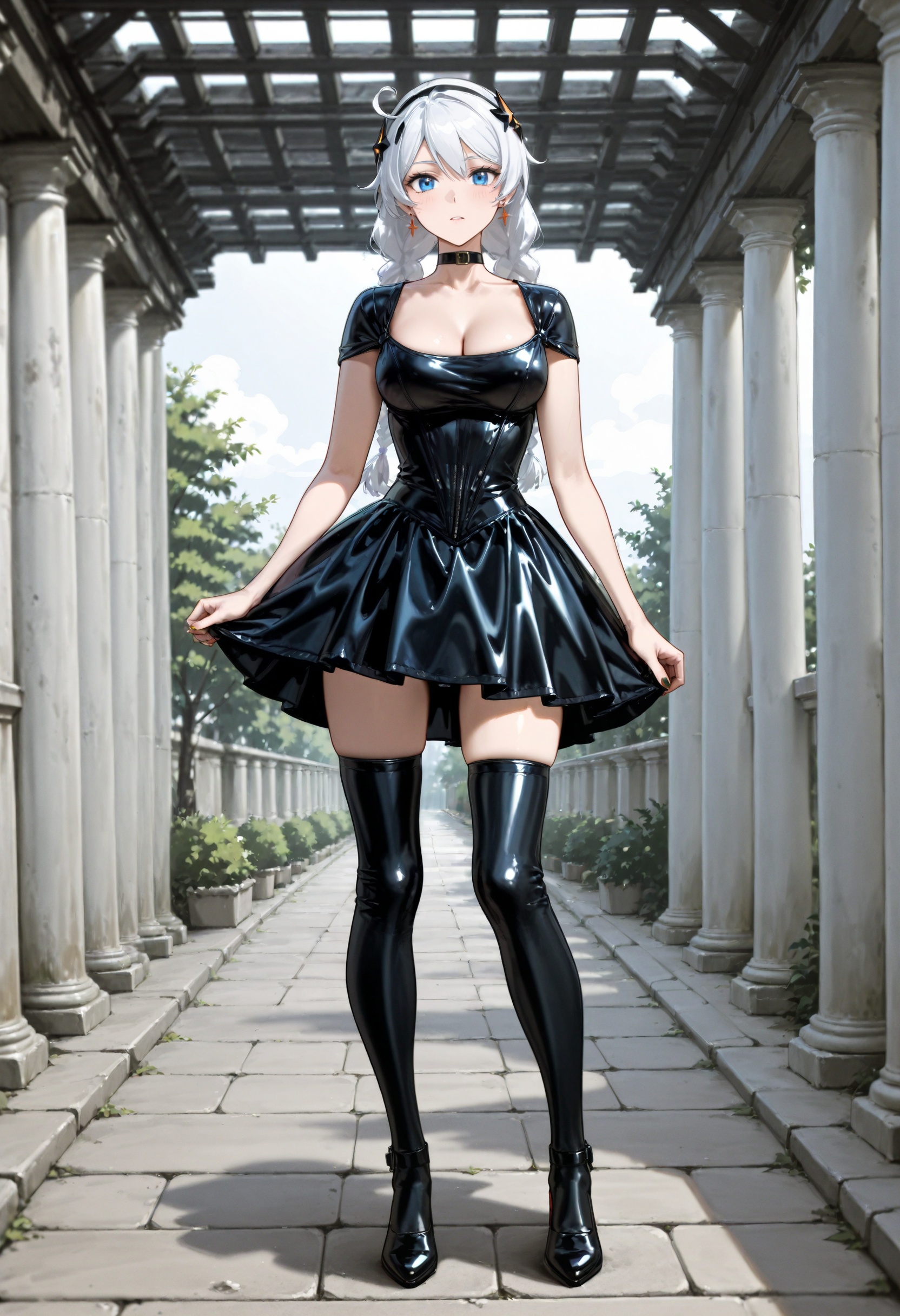 1girl,  solo,  black latex dress on Tensor.Art