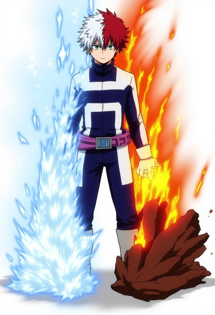 Shoto Todoroki,  a tall boy with half-white,  half-red hair on Tensor.Art