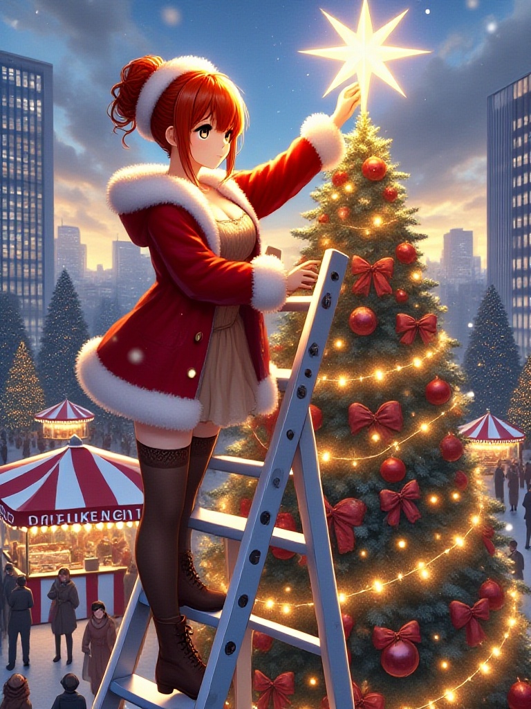 masterpiece,  best quality,  christmas tree with festive lights on Tensor.Art